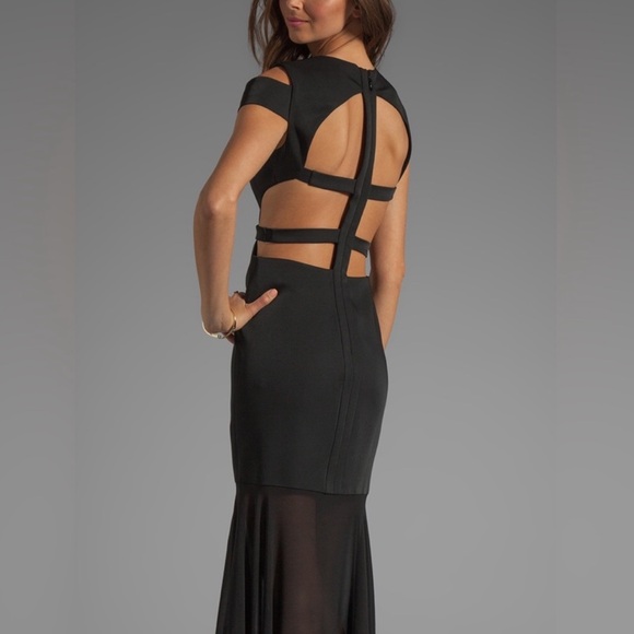 BCBGMaxAzria | Ava Cold Shoulder Cut-Out Full Length Formal Dress - Picture 12 of 13